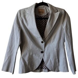 Alpinestars by Denise Focil Linen Silk Pinstripe Blazer Jacket White Black Small